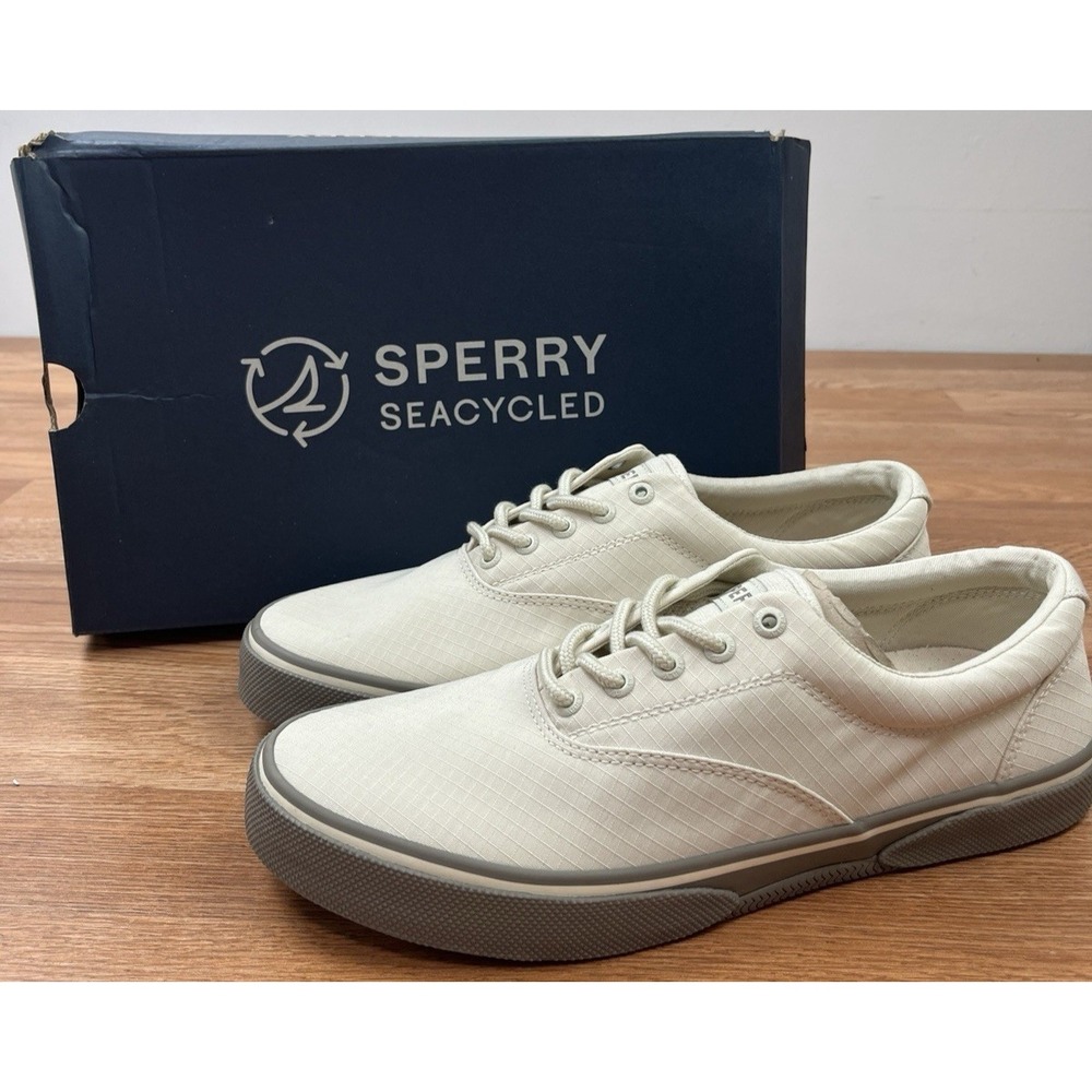 Sperry Men's Halyard CVO Ripstop Boat Shoes in Bone Size 10.5 Casual